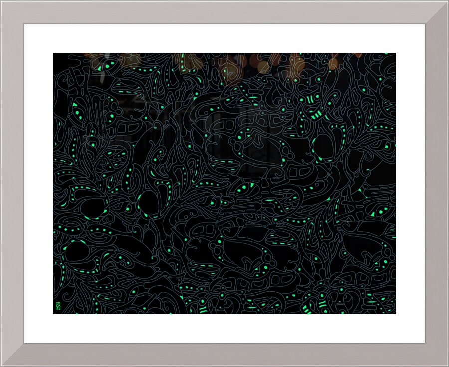 Fireflies 02Green Picture Frame Printing